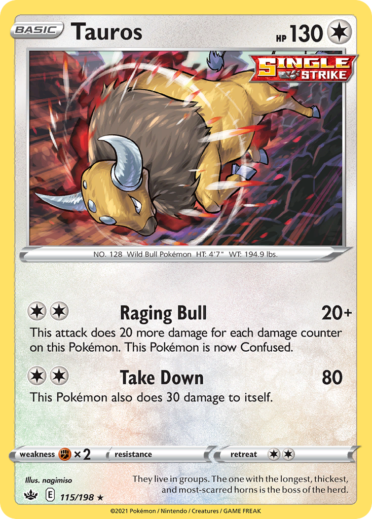 Chilling Reign Holo Tauros #115/198